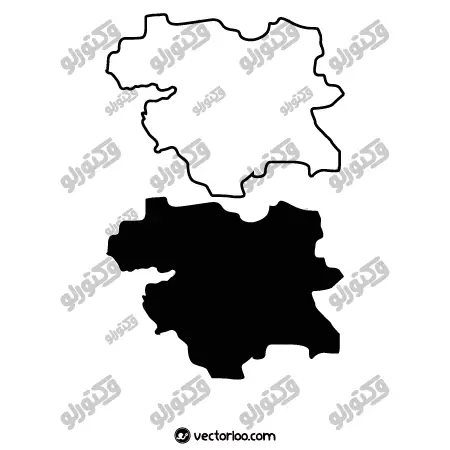 وکتور نقشه استان سنندج کردستان خط دور و یک دست سیاه 1