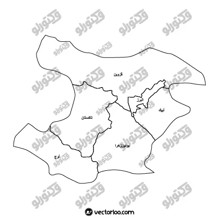 وکتور نقشه استان قزوین خط دور با اسم 1