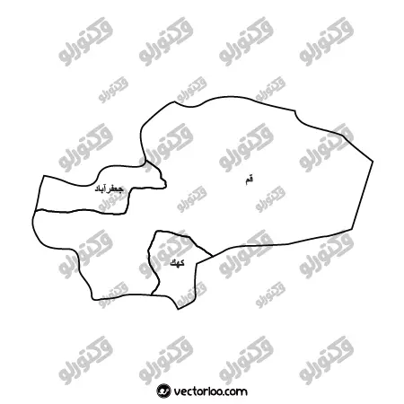 وکتور نقشه استان قم خط دور با اسم 1