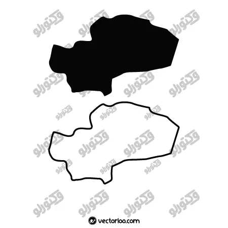 وکتور نقشه استان قم خط دور و یک دست سیاه 1