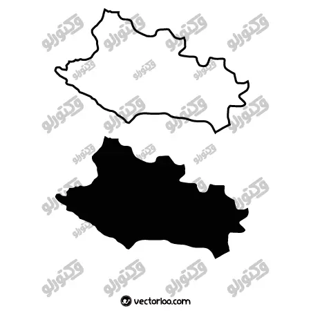 وکتور نقشه استان لرستان خط دور و یک دست سیاه 1
