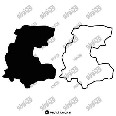 وکتور نقشه استان مرکزی خط دور و یک دست سیاه 1