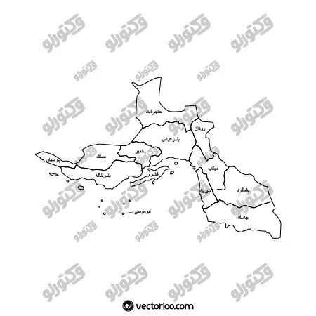 وکتور نقشه استان هرمزگان خط دور با اسم 1