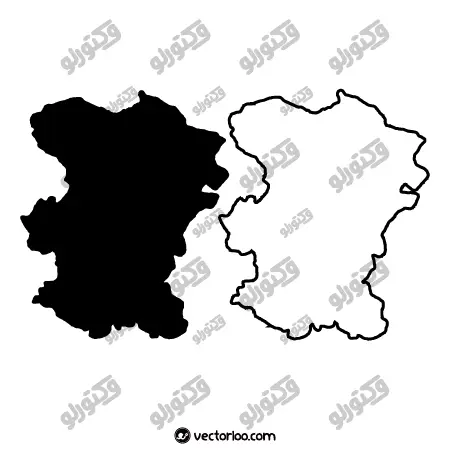 وکتور نقشه استان همدان خط دور و یک دست سیاه 1