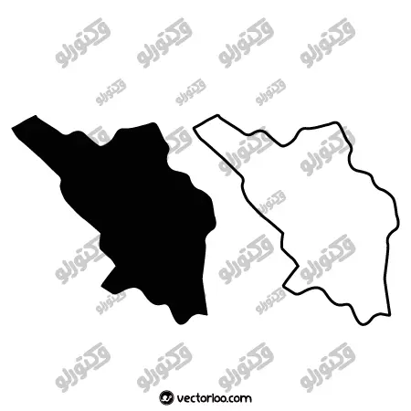 وکتور نقشه استان چهارمحال و بختیاری خط دور و یک دست سیاه 1