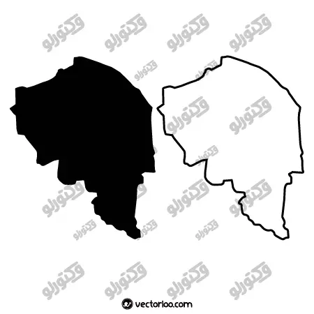 وکتور نقشه استان کرمان خط دور و یک دست سیاه 1