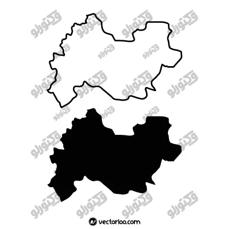 وکتور نقشه استان کرمانشاه خط دور و یک دست سیاه 1