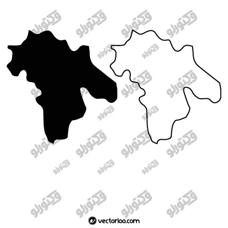 وکتور نقشه استان کهگیلویه و بویراحمد خط دور و یک دست سیاه 1