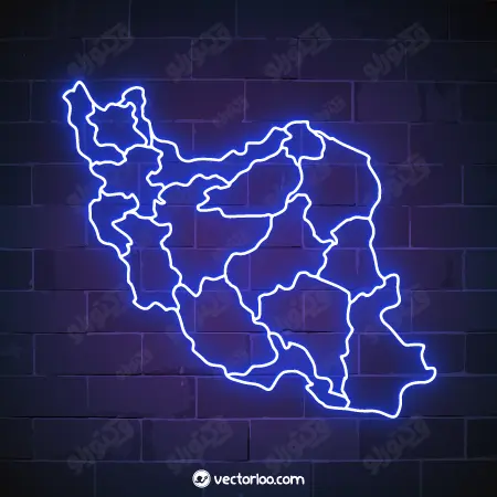 وکتور نقشه ایران تفکیک نئون آبی 1