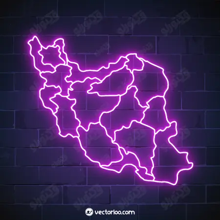 وکتور نقشه ایران تفکیک نئون صورتی 1