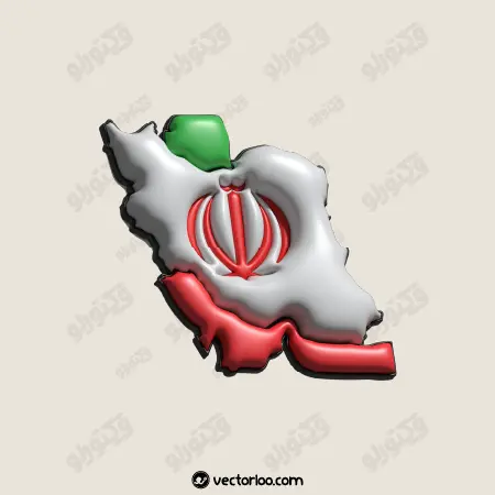 وکتور نقشه ایران رنگ پرچم سه بعدی 1
