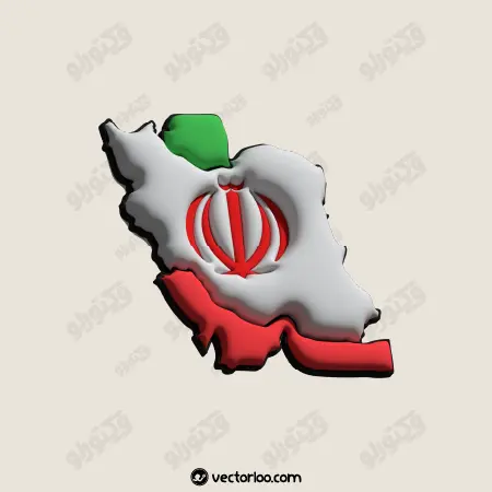 وکتور نقشه ایران رنگ پرچم سه بعدی 2