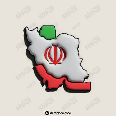 وکتور نقشه ایران رنگ پرچم سه بعدی 3