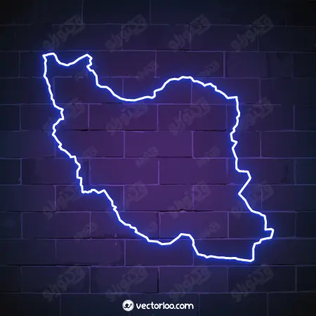 وکتور نقشه ایران نئون آبی خط دور 1