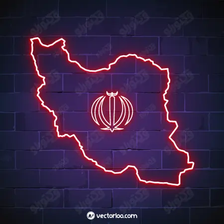 وکتور نقشه ایران نئون با الله 1