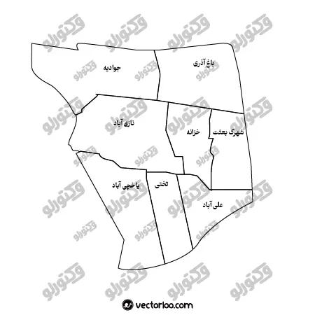 وکتور نقشه منطقه شانزده تهران خط دور 1
