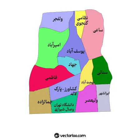 وکتور نقشه منطقه شش تهران 1