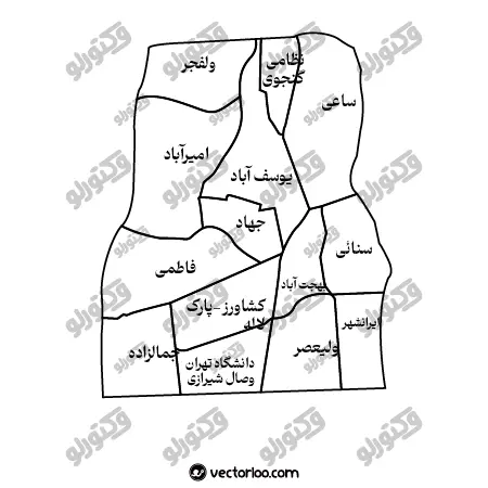 وکتور نقشه منطقه شش تهران خط دور 1