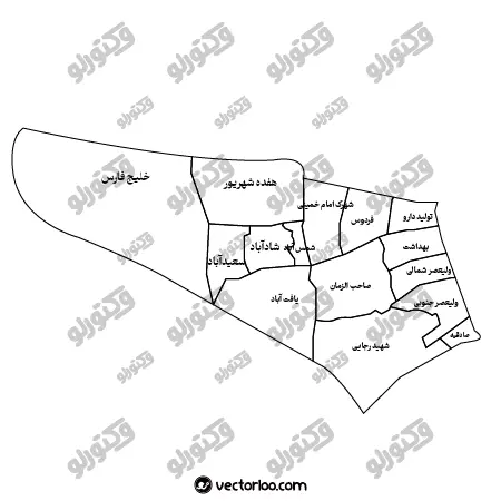 وکتور نقشه منطقه هجده تهران خط دور 1
