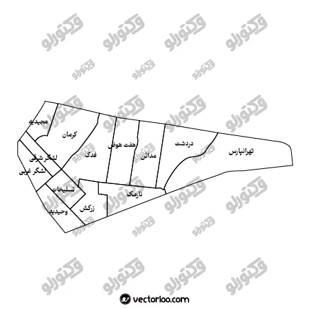 وکتور نقشه منطقه هشت تهران خط دور 1
