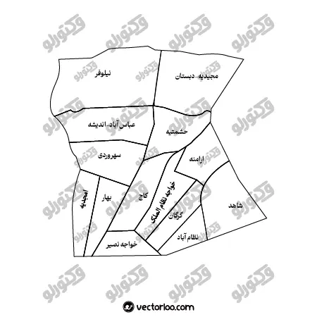 وکتور نقشه منطقه هفت تهران خط دور 1