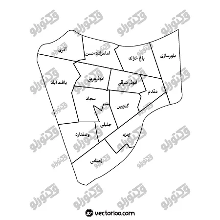 وکتور نقشه منطقه هفده تهران خط دور 1