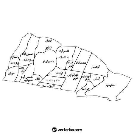 وکتور نقشه منطقه چهار تهران خط دور 1