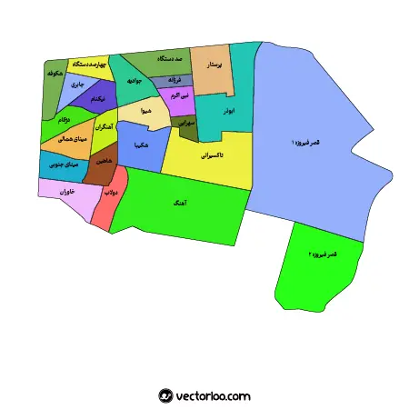 وکتور نقشه منطقه چهارده تهران 1