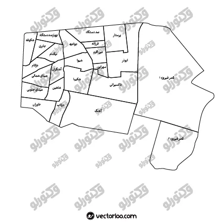 وکتور نقشه منطقه چهارده تهران خط دور 1