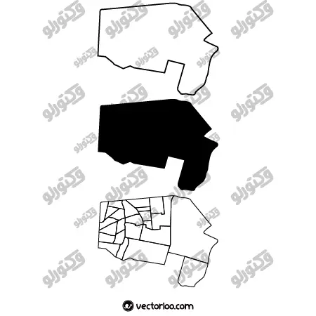 وکتور نقشه منطقه چهارده تهران خط دور و یک دست سیاه 1