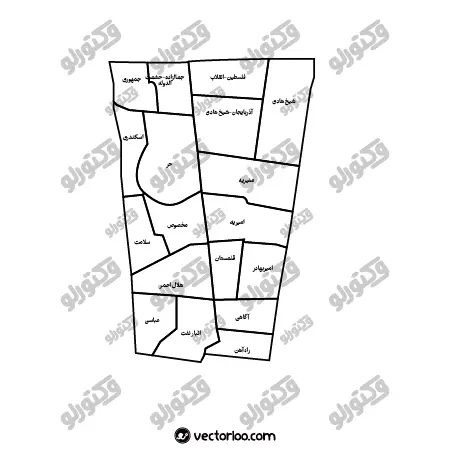 وکتور نقشه منطقه یازده تهران خط دور 1