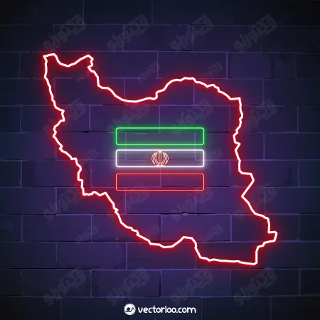 وکتور نقشه و پرچم ایران نئون 1