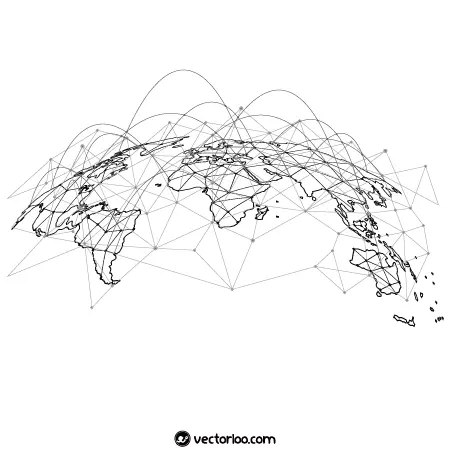 وکتور شبکه اتصال جهانی روی نقشه دنیا 1