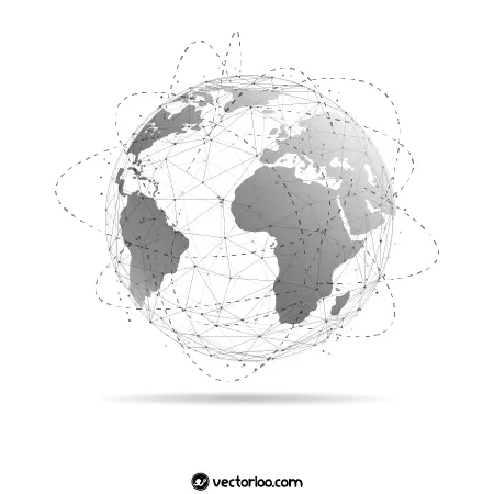 وکتور شبکه اتصال جهانی روی نقشه دنیا 2