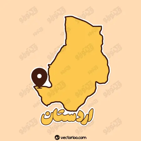 وکتور نقشه اردستان با اسم کارتونی 1