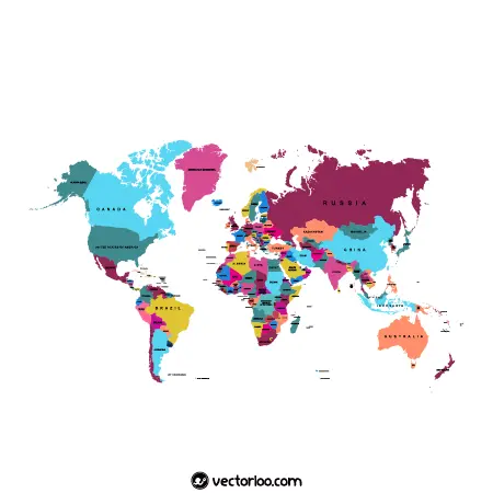 وکتور نقشه دنیا با اسم کشورها 1