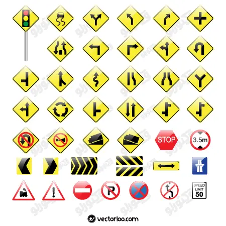وکتور تابلو زرد راهنمایی و رانندگی 1