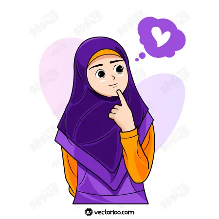 وکتور دختر جوان حجابی در حالت سوال کارتونی 1