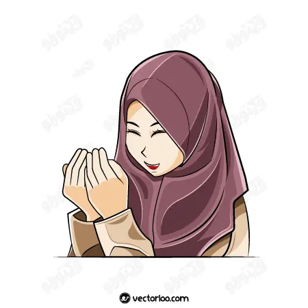 وکتور دختر جوان حجابی شاد در حال دعا 1