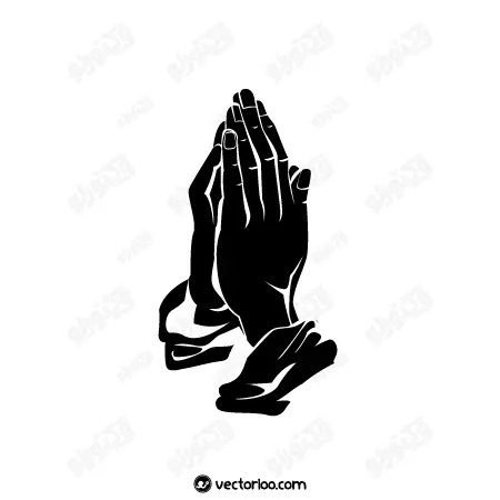 وکتور دست در حال دعا چسبیده سیاه 1