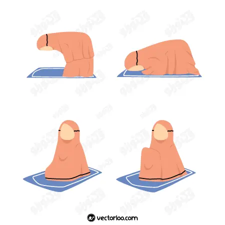 وکتور زن مسلمان در حالت های مختلف نماز 1