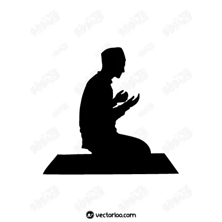 وکتور مرد در حال دعا در سجاده سیاه 1