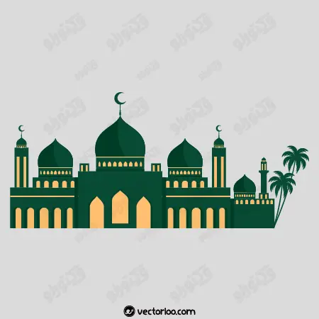 وکتور مسجد در رنگ سبز 1