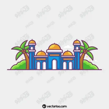 وکتور مسجد رنگی کارتونی فلت 1