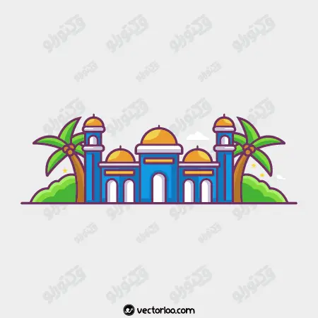 وکتور مسجد رنگی کارتونی فلت 1