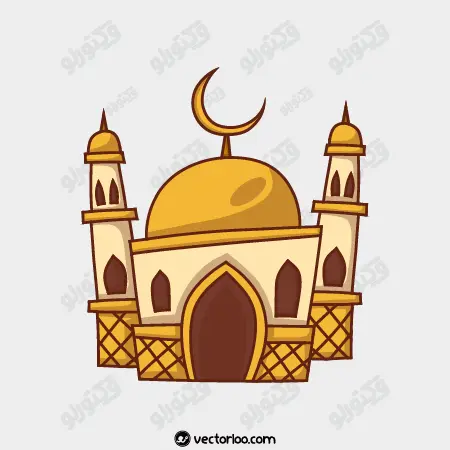 وکتور مسجد نارنجی کارتونی فلت 1