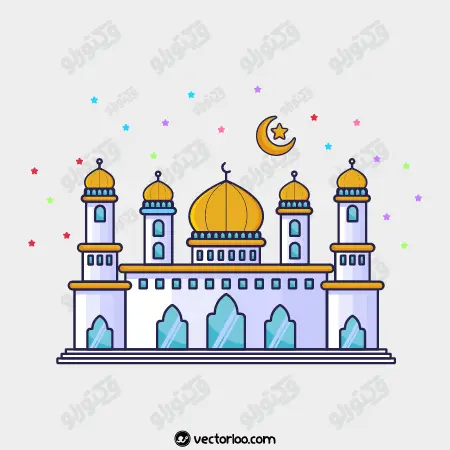 وکتور مسجد کارتونی رنگی نازنین 1