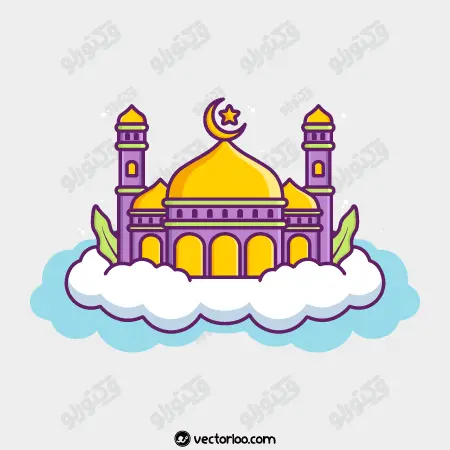 وکتور مسجد کارتونی روی ابرها 1