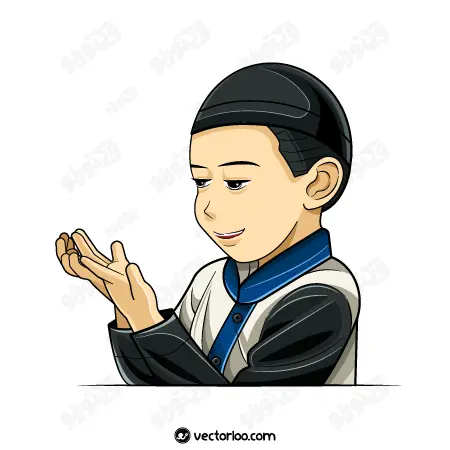 وکتور پسر بچه با کلاه در حال دعا کارتونی 1