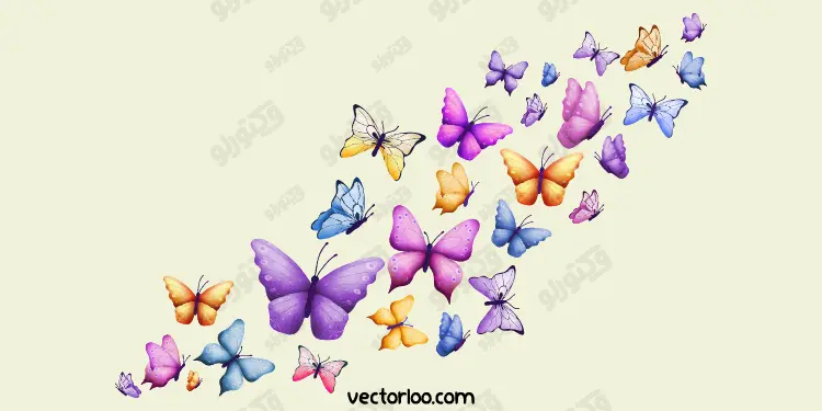 وکتور ست پروانه رنگی زیبا 1